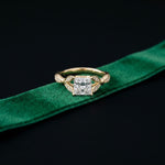 1.80CTW Princess Cut Elegant Leaf Accent Lab Grown Diamon Ring For Women Gold