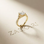 1.80CTW Princess Cut Elegant Leaf Accent Lab Grown Diamon Ring For Women Gold