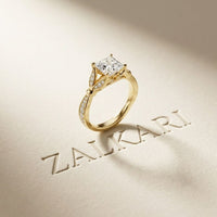 1.80CTW Princess Cut Elegant Leaf Accent Lab Grown Diamon Ring For Women Gold
