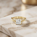 1.80CTW Princess Cut Elegant Leaf Accent Lab Grown Diamon Ring For Women Gold