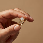 1.80CTW Princess Cut Elegant Leaf Accent Lab Grown Diamon Ring For Women Gold