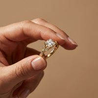 1.80CTW Princess Cut Elegant Leaf Accent Lab Grown Diamon Ring For Women Gold