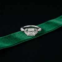 1.80CTW Princess Cut Elegant Leaf Accent Lab Grown Diamon Ring For Women White