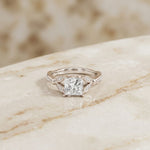 1.80CTW Princess Cut Elegant Leaf Accent Lab Grown Diamon Ring For Women White
