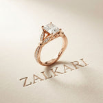 1.80CTW Radiant Cut Botanical Accent Lab Grown Diamond Ring For Women Rose Gold