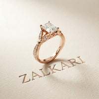 1.80CTW Radiant Cut Botanical Accent Lab Grown Diamond Ring For Women Rose Gold
