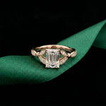 1.80CTW Radiant Cut Botanical Accent Lab Grown Diamond Ring For Women Rose Gold