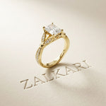 1.80CTW Radiant Cut Botanical Accent Lab Grown Diamond Ring For Women Gold