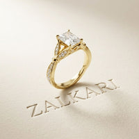 1.80CTW Radiant Cut Botanical Accent Lab Grown Diamond Ring For Women Gold
