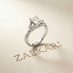 1.80CTW Radiant Cut Botanical Accent Lab Grown Diamond Ring For Women White