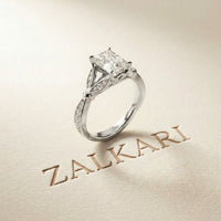 1.80CTW Radiant Cut Botanical Accent Lab Grown Diamond Ring For Women White