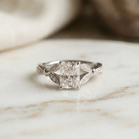 1.80CTW Radiant Cut Botanical Accent Lab Grown Diamond Ring For Women White