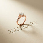 1.80CTW Round Cut Elegant Leaf Accent Lab Grown Diamond Ring For Women Rose Gold