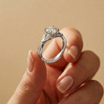 1.80CTW Round Cut Elegant Leaf Accent Lab Grown Diamond Ring For Women White