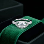 1.80CTW Round Cut Elegant Leaf Accent Lab Grown Diamond Ring For Women White