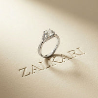 1.80CTW Round Cut Elegant Leaf Accent Lab Grown Diamond Ring For Women White