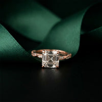 2.95CTW Asscher Cut Vintage Milgrain Lab Grown Diamond Ring For Women Rose Gold