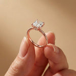 2.95CTW Asscher Cut Vintage Milgrain Lab Grown Diamond Ring For Women Rose Gold