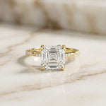 2.95CTW Asscher Cut Vintage Milgrain Lab Grown Diamond Ring For Women Gold