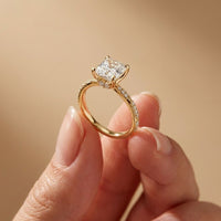 2.95CTW Asscher Cut Vintage Milgrain Lab Grown Diamond Ring For Women Gold