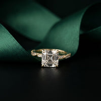 2.95CTW Asscher Cut Vintage Milgrain Lab Grown Diamond Ring For Women Gold