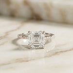 2.95CTW Asscher Cut Vintage Milgrain Lab Grown Diamond Ring For Women White