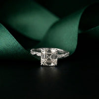 2.95CTW Asscher Cut Vintage Milgrain Lab Grown Diamond Ring For Women White