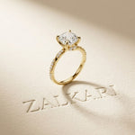 2.95CTW Cushion Cut Antique Engraved Lab Grown Diamond Ring For Women Gold