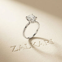 2.95CTW Cushion Cut Antique Engraved Lab Grown Diamond Ring For Women White