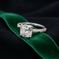 2.95CTW Cushion Cut Antique Engraved Lab Grown Diamond Ring For Women White