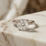 2.95CTW Cushion Cut Antique Engraved Lab Grown Diamond Ring For Women White