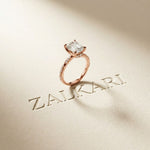 2.95CTW Emerald Cut Vintage Pavé Lab Grown Diamond Ring For Women Rose Gold