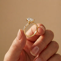 2.95CTW Emerald Cut Vintage Pavé Lab Grown Diamond Ring For Women Gold