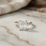2.95CTW Emerald Cut Vintage Pavé Lab Grown Diamond Ring For Women White