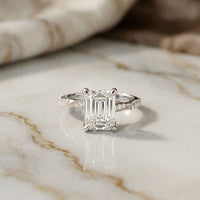 2.95CTW Emerald Cut Vintage Pavé Lab Grown Diamond Ring For Women White