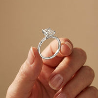 2.95CTW Emerald Cut Vintage Pavé Lab Grown Diamond Ring For Women White