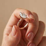 2.95CTW Marquise Cathedral Pavé Lab Grown Diamond Ring For Women Rose Gold