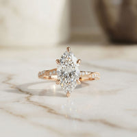 2.95CTW Marquise Cathedral Pavé Lab Grown Diamond Ring For Women Rose Gold