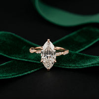 2.95CTW Marquise Cathedral Pavé Lab Grown Diamond Ring For Women Rose Gold