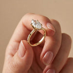 2.95CTW Marquise Cathedral Pavé Lab Grown Diamond Ring For Women Gold