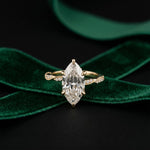 2.95CTW Marquise Cathedral Pavé Lab Grown Diamond Ring For Women Gold