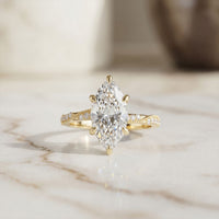 2.95CTW Marquise Cathedral Pavé Lab Grown Diamond Ring For Women Gold