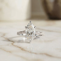 2.95CTW Marquise Cathedral Pavé Lab Grown Diamond Ring For Women White