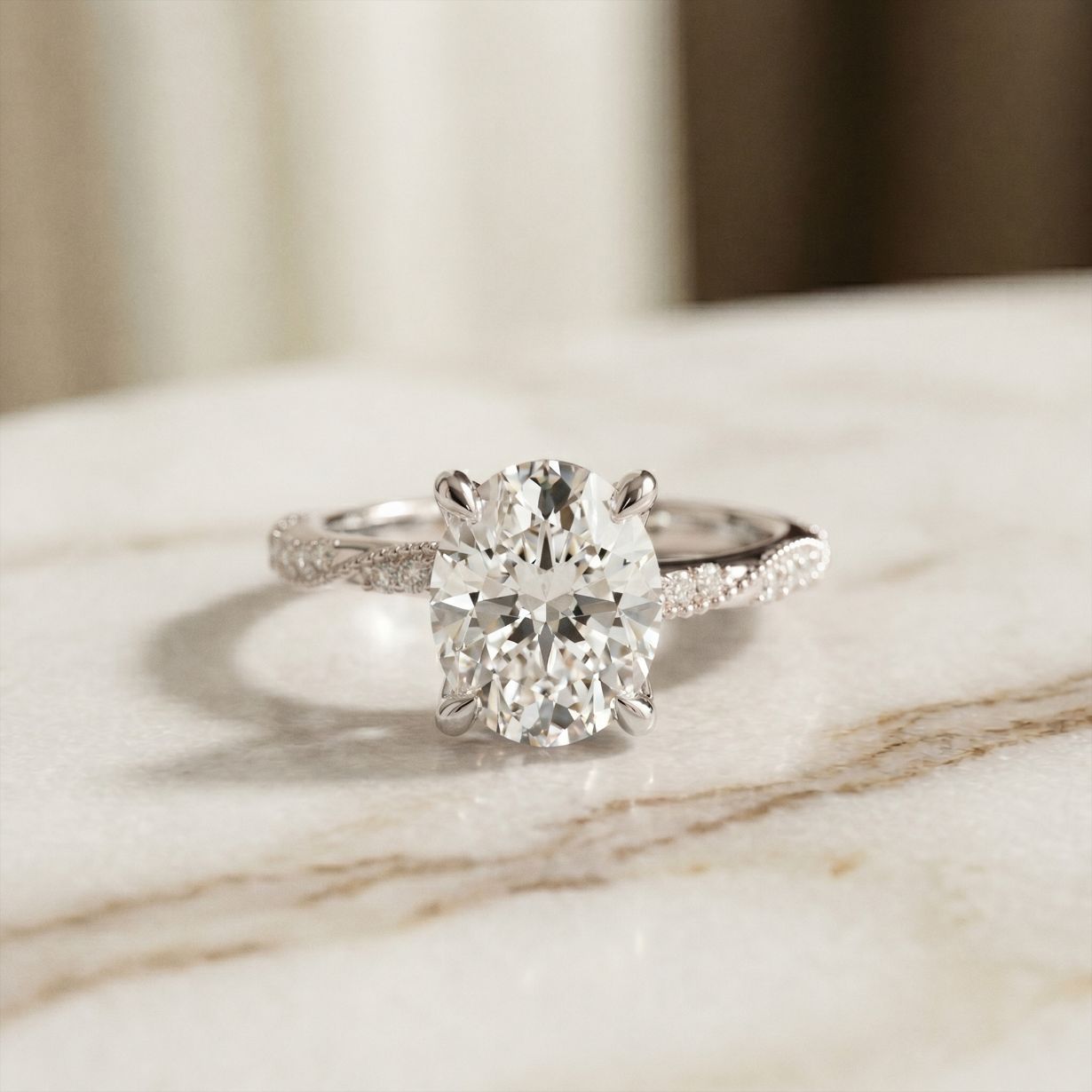 2.95CTW Oval Cut Classic Heirloom Lab Grown Diamond Ring For Women White 