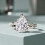 2.95CTW Pear Cut Antique Filigree Lab Grown Diamond Ring For Women White
