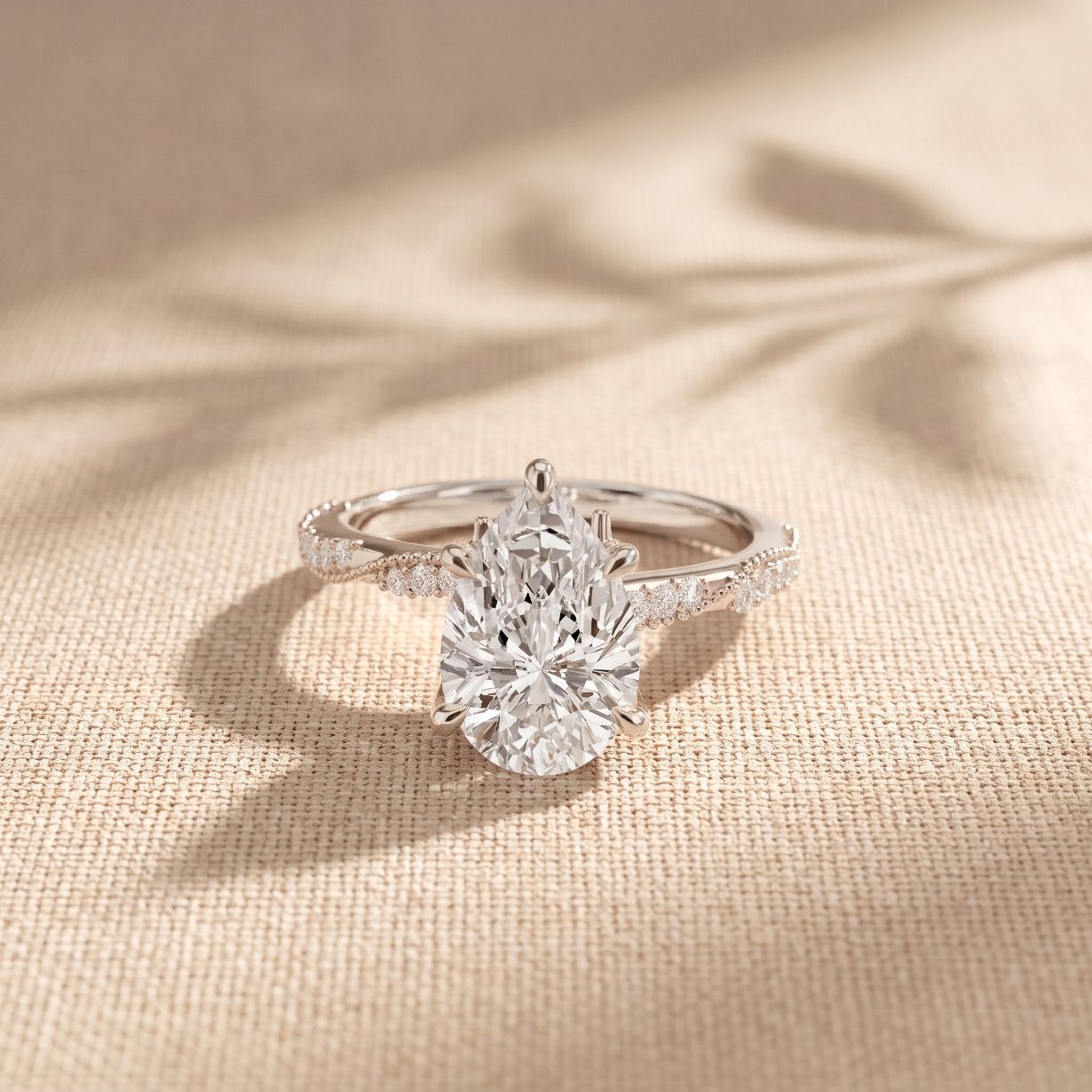 2.95CTW Pear Cut Antique Filigree Lab Grown Diamond Ring For Women White