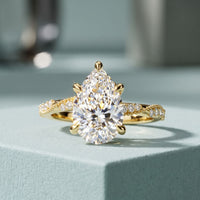 2.95CTW Pear Cut Antique Filigree Lab Grown Diamond Ring For Women Gold