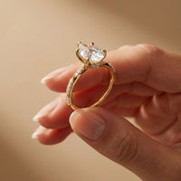 2.95CTW Pear Cut Antique Filigree Lab Grown Diamond Ring For Women Gold