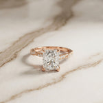 2.95CTW Radiant Cut Elegant Engraved Lab Grown Engagement Ring For Women Rose Gold