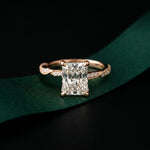 2.95CTW Radiant Cut Elegant Engraved Lab Grown Engagement Ring For Women Rose Gold